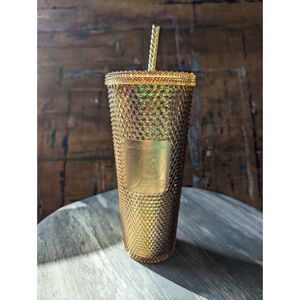 Starbucks Disney World 50th Anniversary Gold Stud 24oz Tumbler With Straw, NWT!
